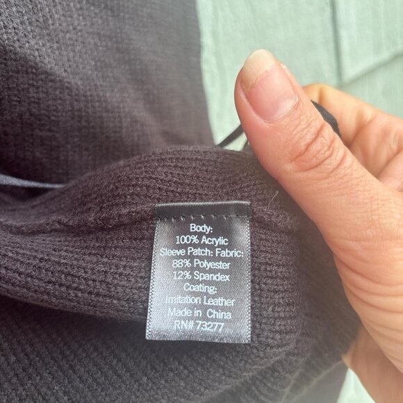 Vera Wang Cardigan Womens XS Black Faux Leather Minimalist Chic - Picture 5 of 8